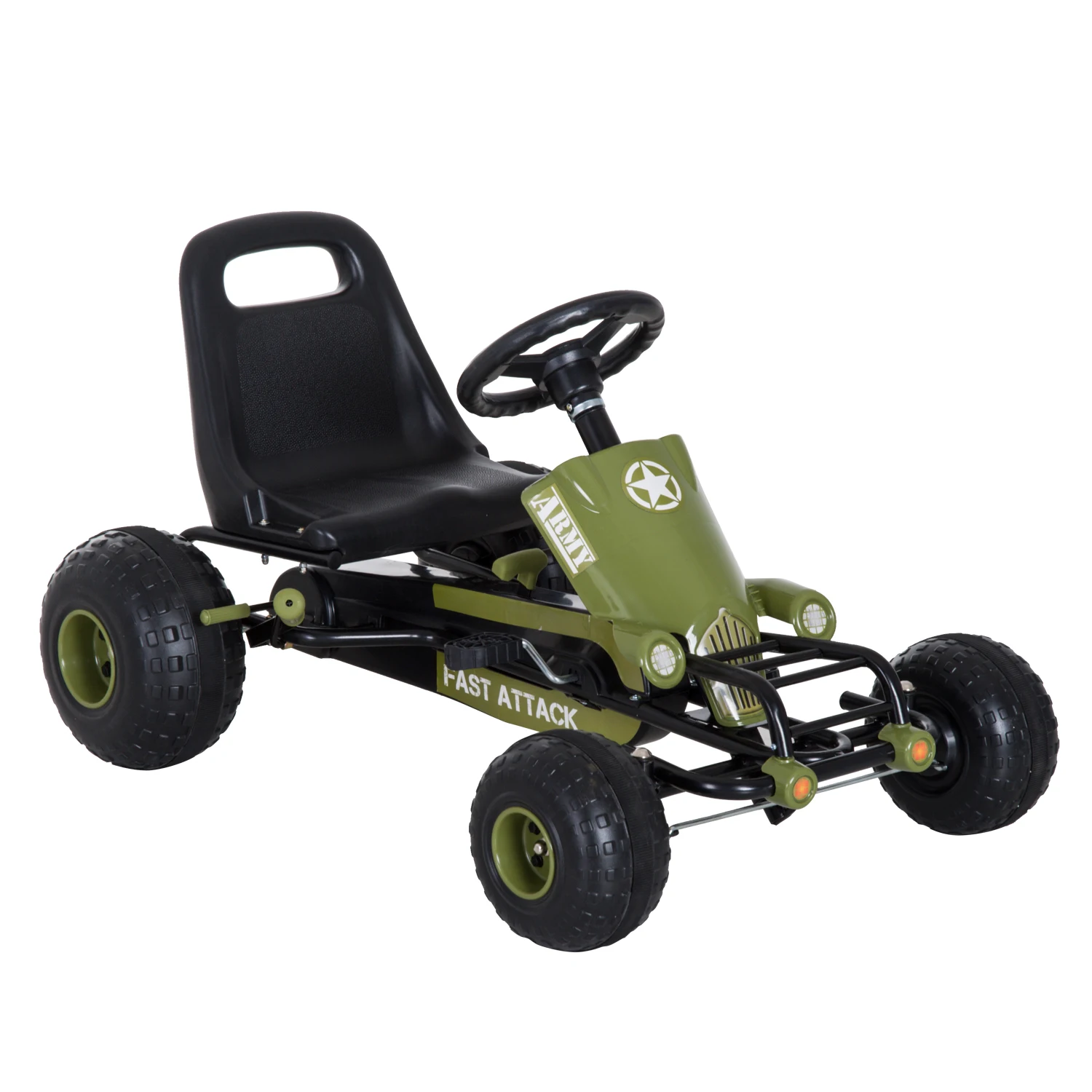 HOMCOM Go Kart Coche de Pedales Racing Deportivo con Asiento Ajustable Embrague y Freno para Ninos 3-6 Carga 35kg 99x65x56cm