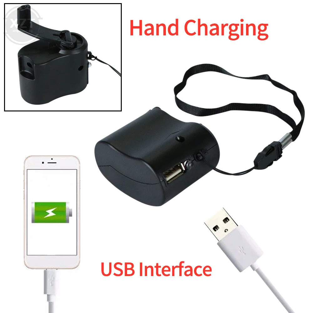 NEW MINI Manual Charger Emergency Outdoor Portable Hand Power 5V Mobile For Phone Emergency Power LED USB Dynamo Crank For Phone