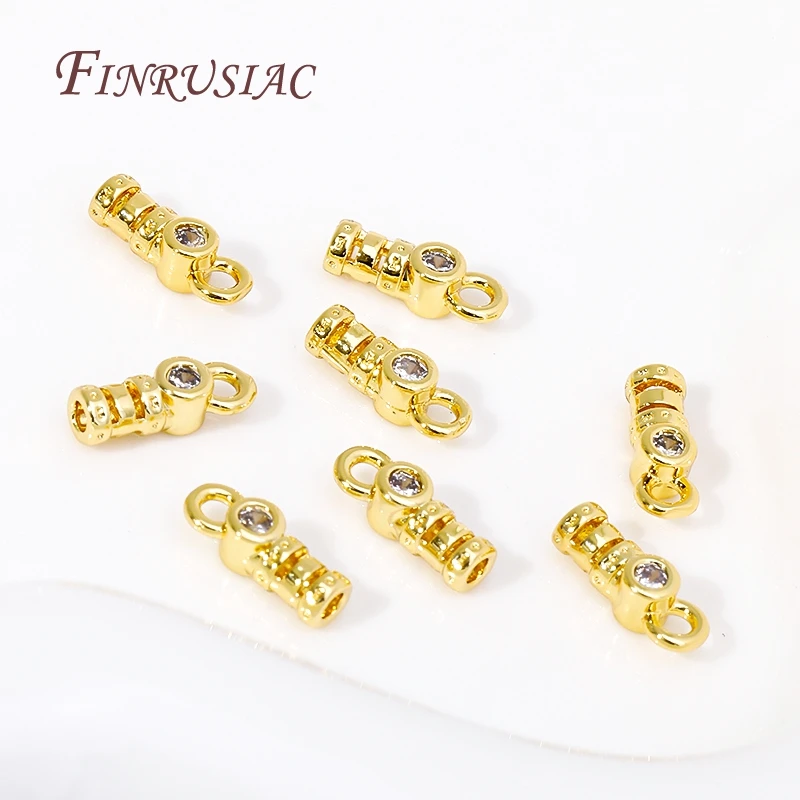 5/10Pcs 18K Gold Plated Chain Cords Crimp End Caps With Loop Cord Tube Barrel End Cap Fittings DIY Jewelry Making Supplies
