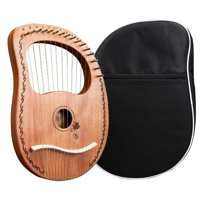 

Lyre Harp 16 Strings Mahogany Body 16 Metal Strings With Bag Sturdy Mahogany Acoustic Harp Professional Orchestral String