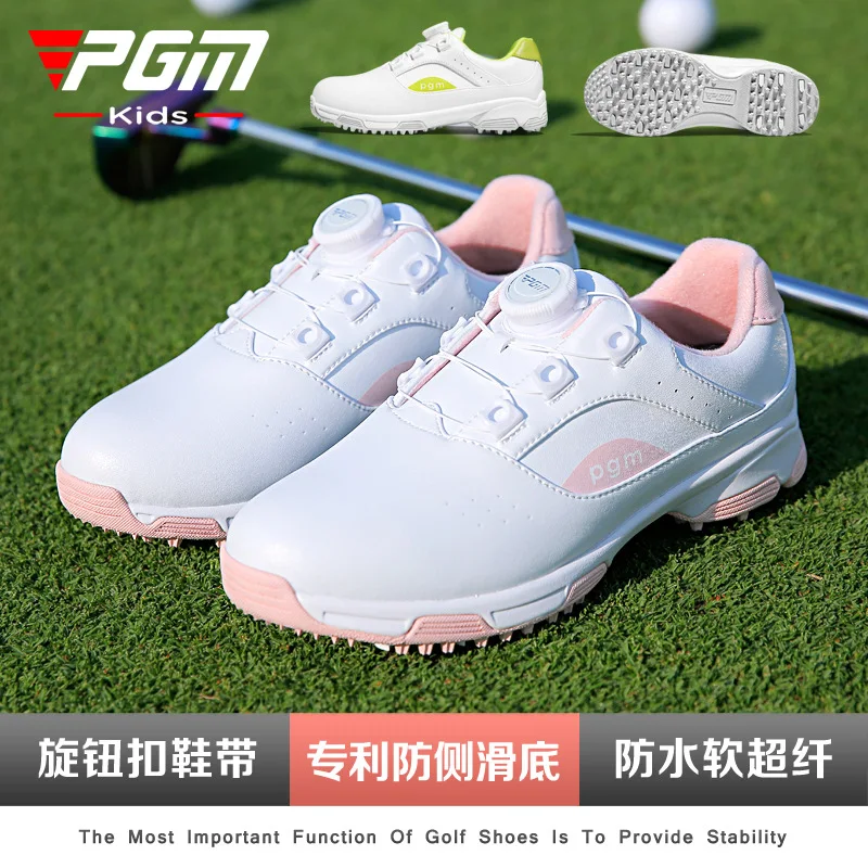 

PGM children's golf shoes teenagers' and boys' shoes knob laces waterproof and non slip golf shoes