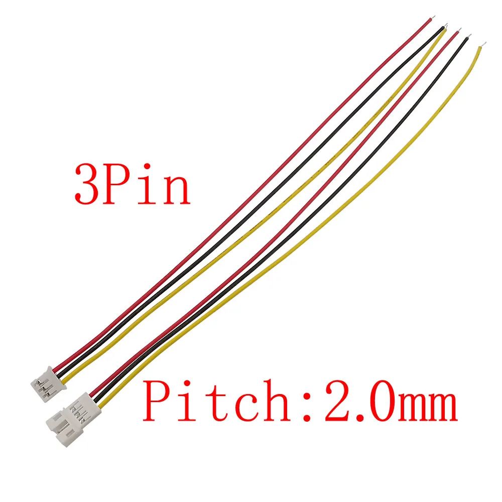 10/5/2/1Pair Micro JST PH 2.0mm Pitch 3 Pin Male Female Wire Connector PH 2.0 Plug Jack Terminals With 20CM 26AWG Cables