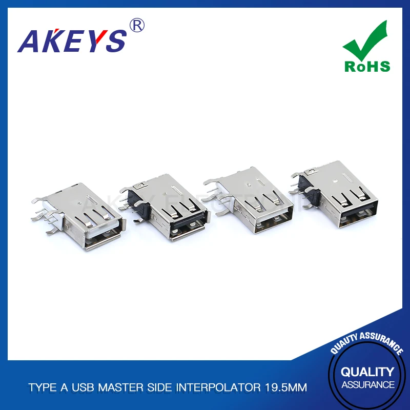 Type A USB base side plug long 19.5mm 90 degrees A FEMALE USB port data AF vertical with roll edge and infinity