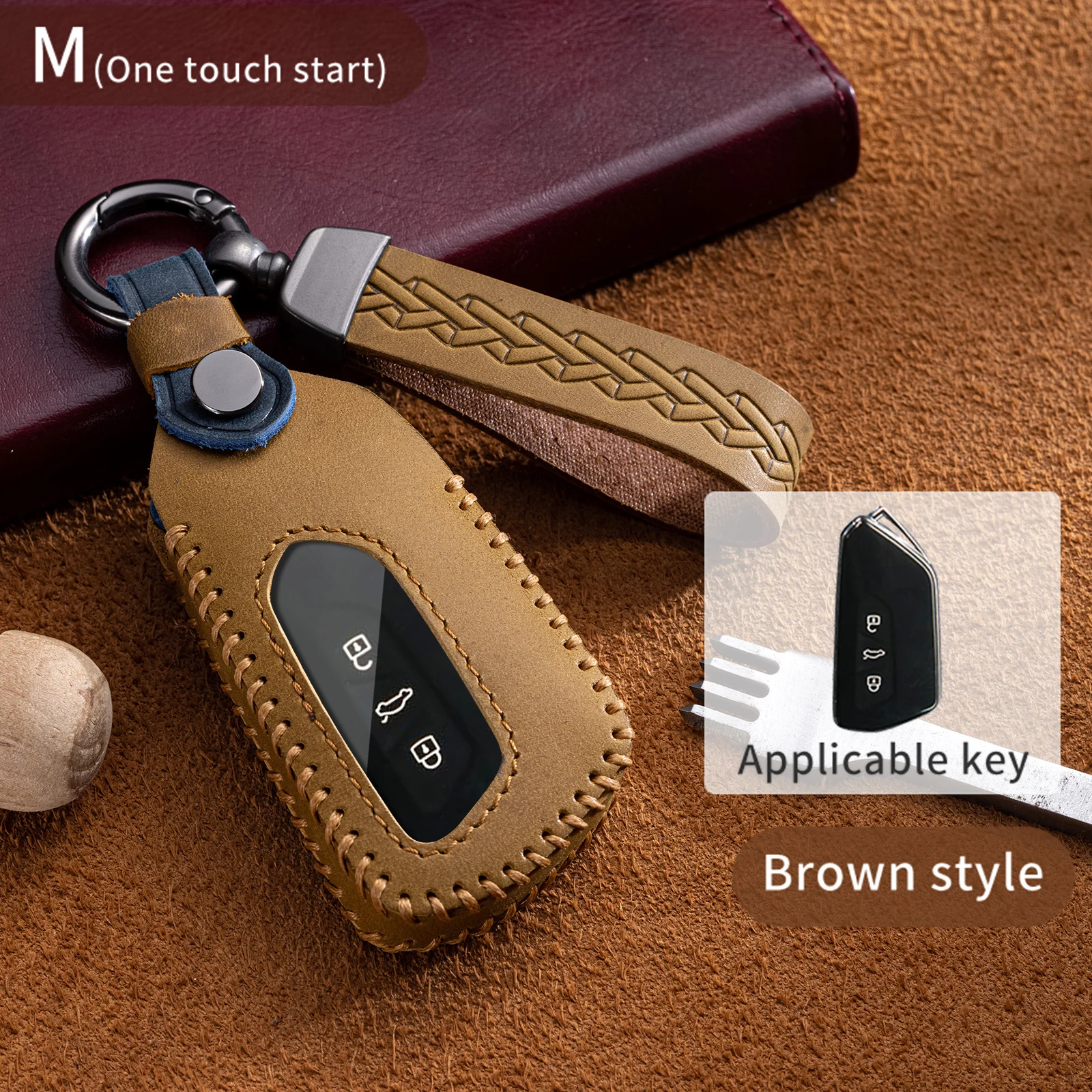 Carzy Horse Leather Car Key Case Cover for Skoda Octavia A8 MK4 Mk8 2020 2021 Seat Leon Mk4 Cupra Formentor Car Accessories