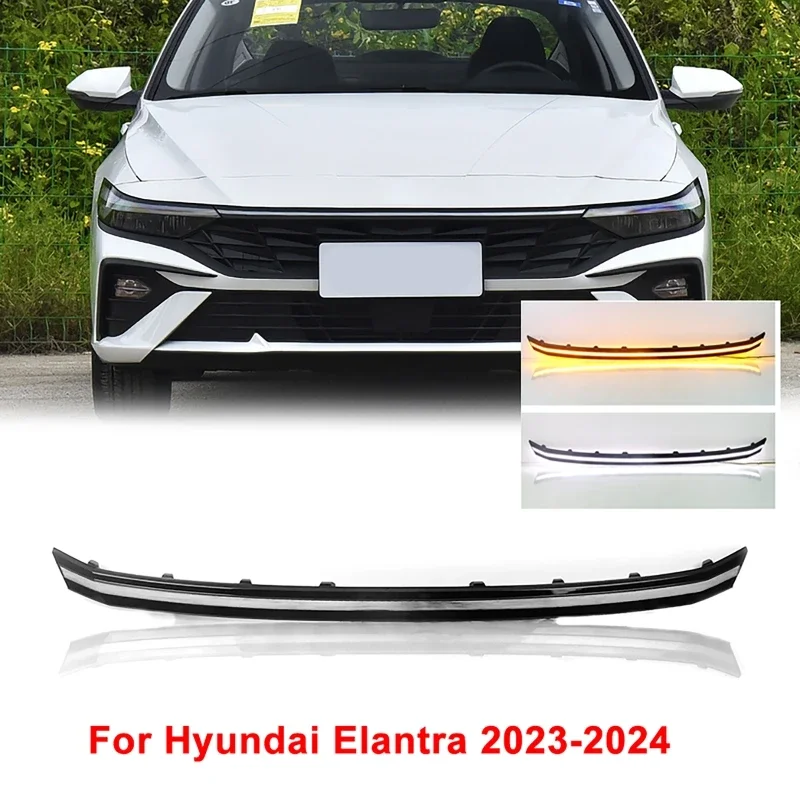 

For Hyundai Elantra 2023-2024 Car Center Grille Light LED Daytime Running Light Kit Car Flexible LED Lights Headlight