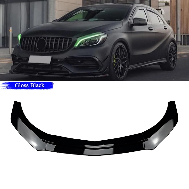 Car Front Bumper Lip Spoiler Splitter Diffuser Chin Bumper Cover For Mercedes Benz A Class W176 A180 A200 A260 A45 AMG 2013~2018