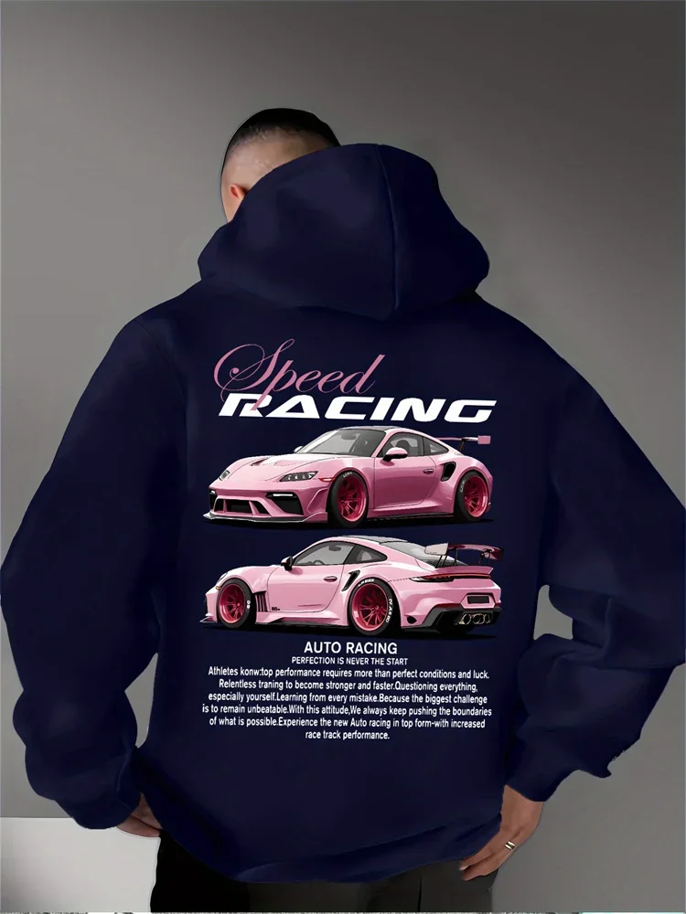 هوديي برسومات سباق عاطفية للرجال يتميز بسيارات السباق والرسوم التوضيحية للسيارات الرياضية، هوديي عصري غير رسمي #5