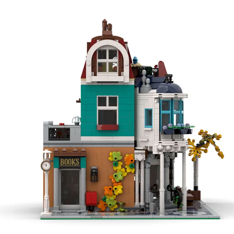 MOC- 139591   Bookshop Build Street View-serie Assembleren van deeltjesbouwstenen DIY-model Montageset Creativiteit 2055PCS