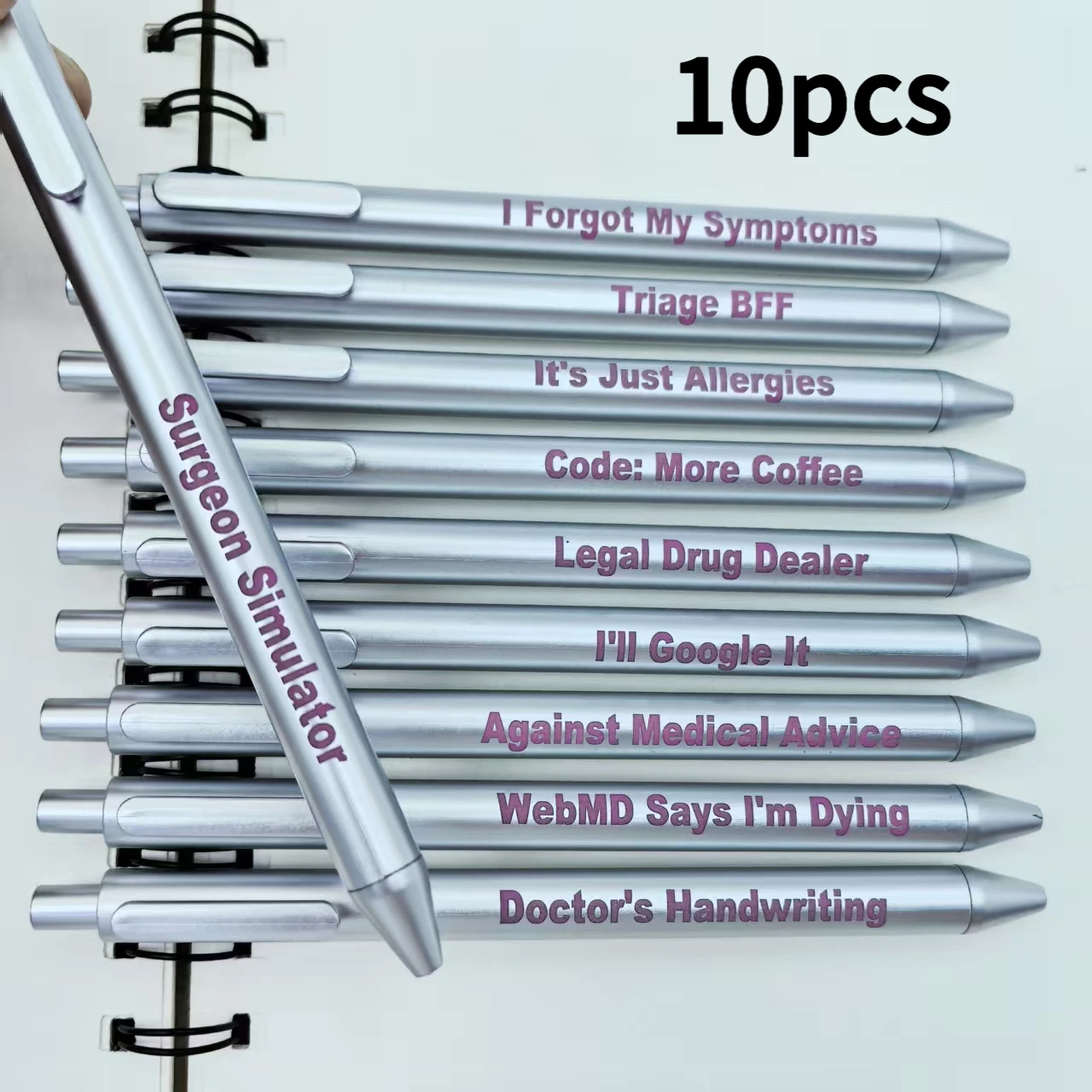 

10pcs Medical care engraving pens, medical humorous phrase engraving ballpoint pens, medical record pens, Nurses' Day gift pens