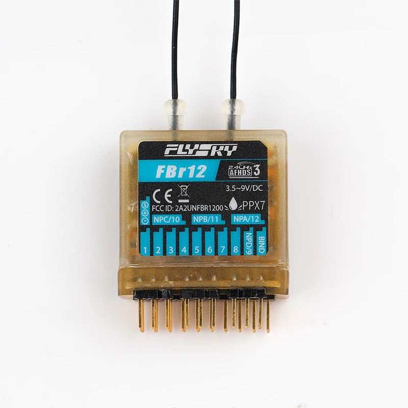 FlySky FBr12 12 channel waterproof enhanced receiver applied to transmitter PL18/NB4/NB4 Lite supporting AFHDS 3