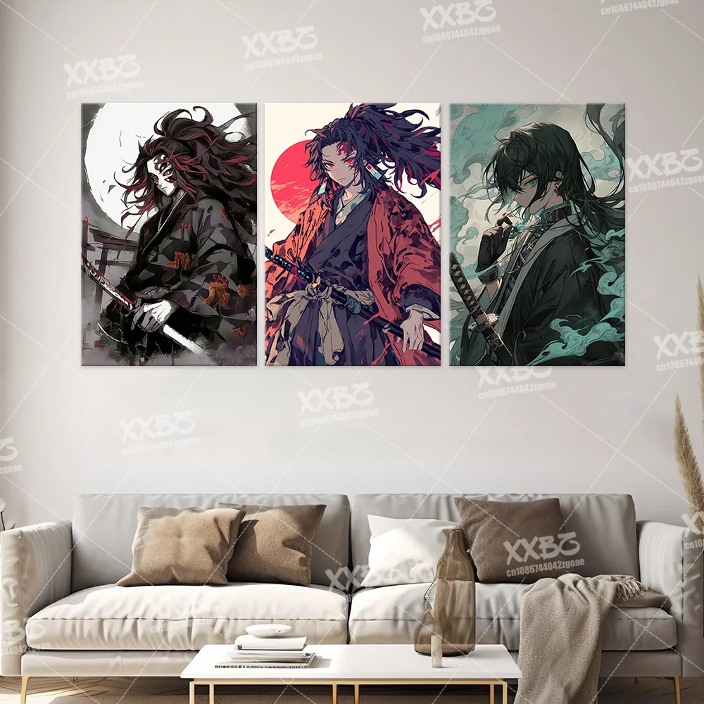 Anime Demon Slayer plakat Kamado Tanjirou Home Decor Agatsuma Zenitsu malarstwo Hashibira Inosuke obraz na płótnie bez ramki grafika