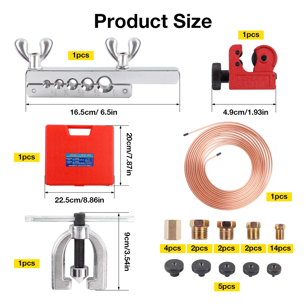 5FT 3/16'' Brake Line Kit Includes A Pipe Cutter Flaring Tool Connectors And Repair Tools For Automotive Fuel Lines Brake Lines