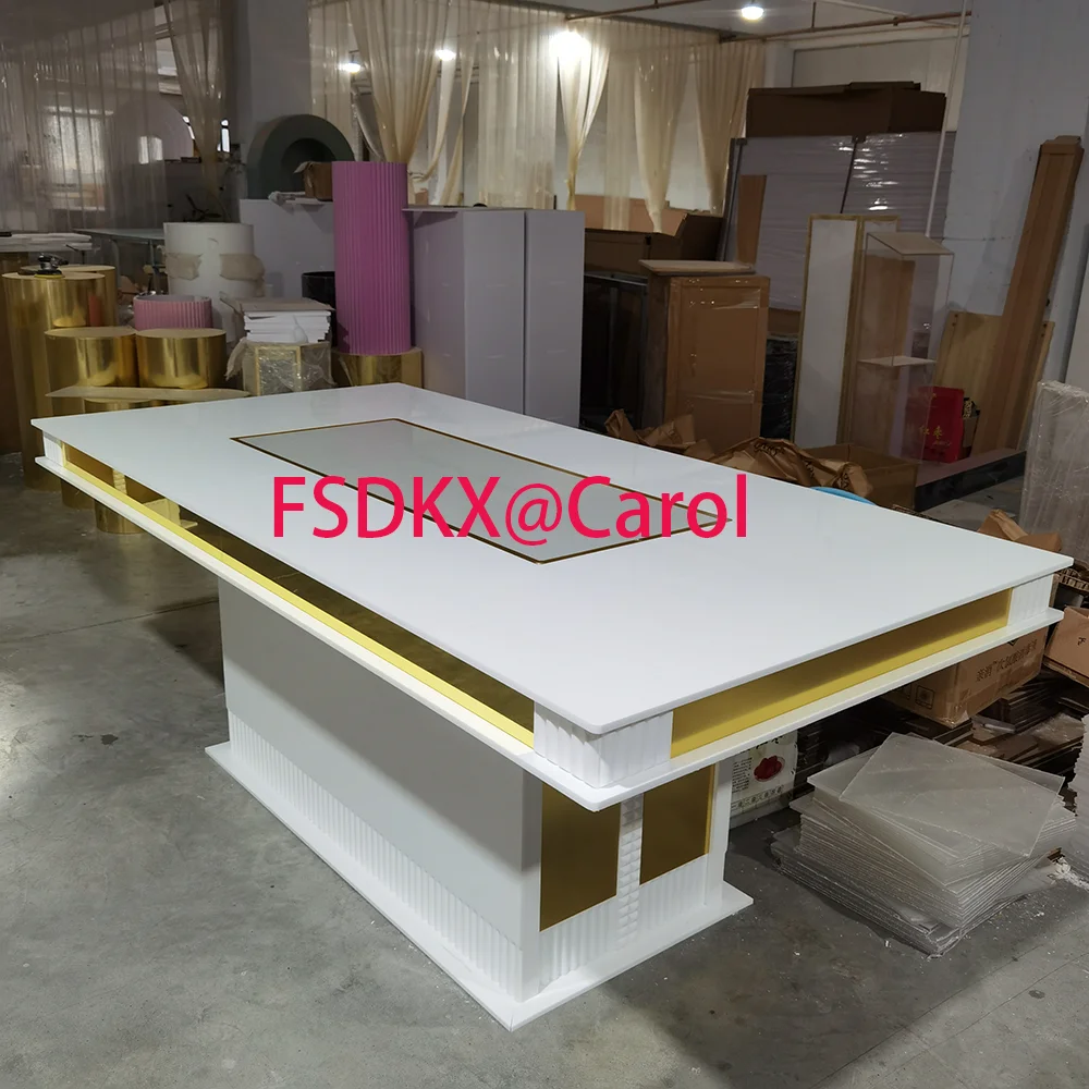 

Exquisite Rectangle Acrylic White Wedding Dinning Acrylic Bridal Table