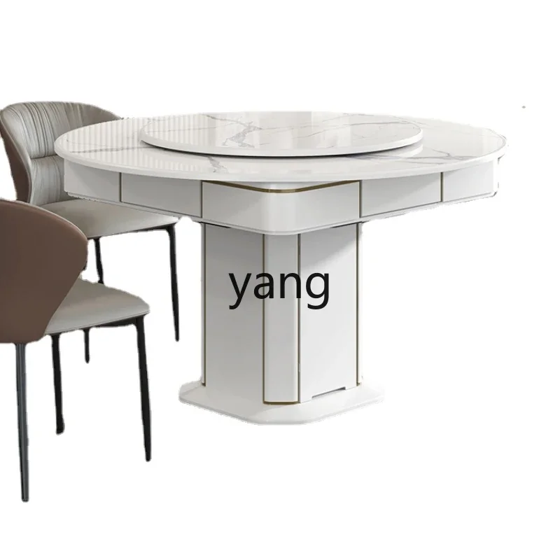 CX round Solid Wood Large Desktop Table Fully Automatic Mahjong Machine Dining Table Dual-Use Stone Plate H580T