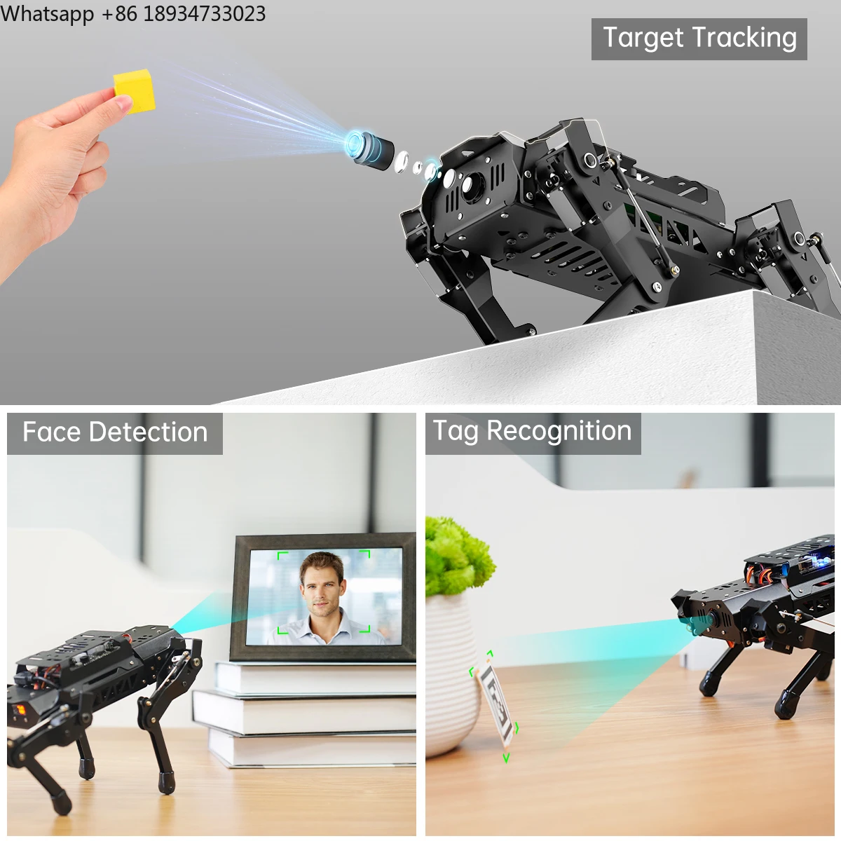 Hiwonder PuppyPi AI Vision ROS Open Source 8DOF Quadrupède Chatgpt Robot Chien alimenté par Raspberry Pi 5 Kits robotiques éducatifs