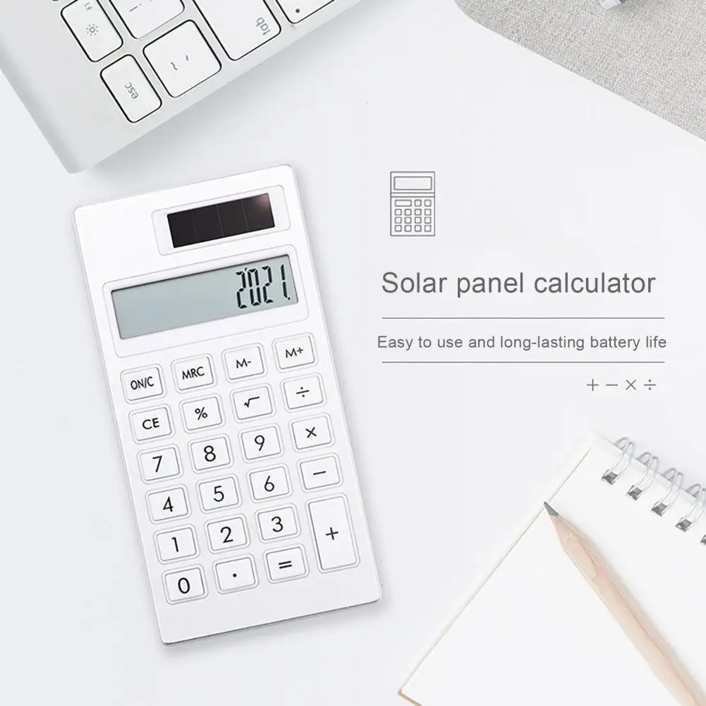 Calculadora Solar Simple y elegante con pantalla Lcd, calculadora de 12 dígitos para oficina, escuela y hogar, fácil de leer