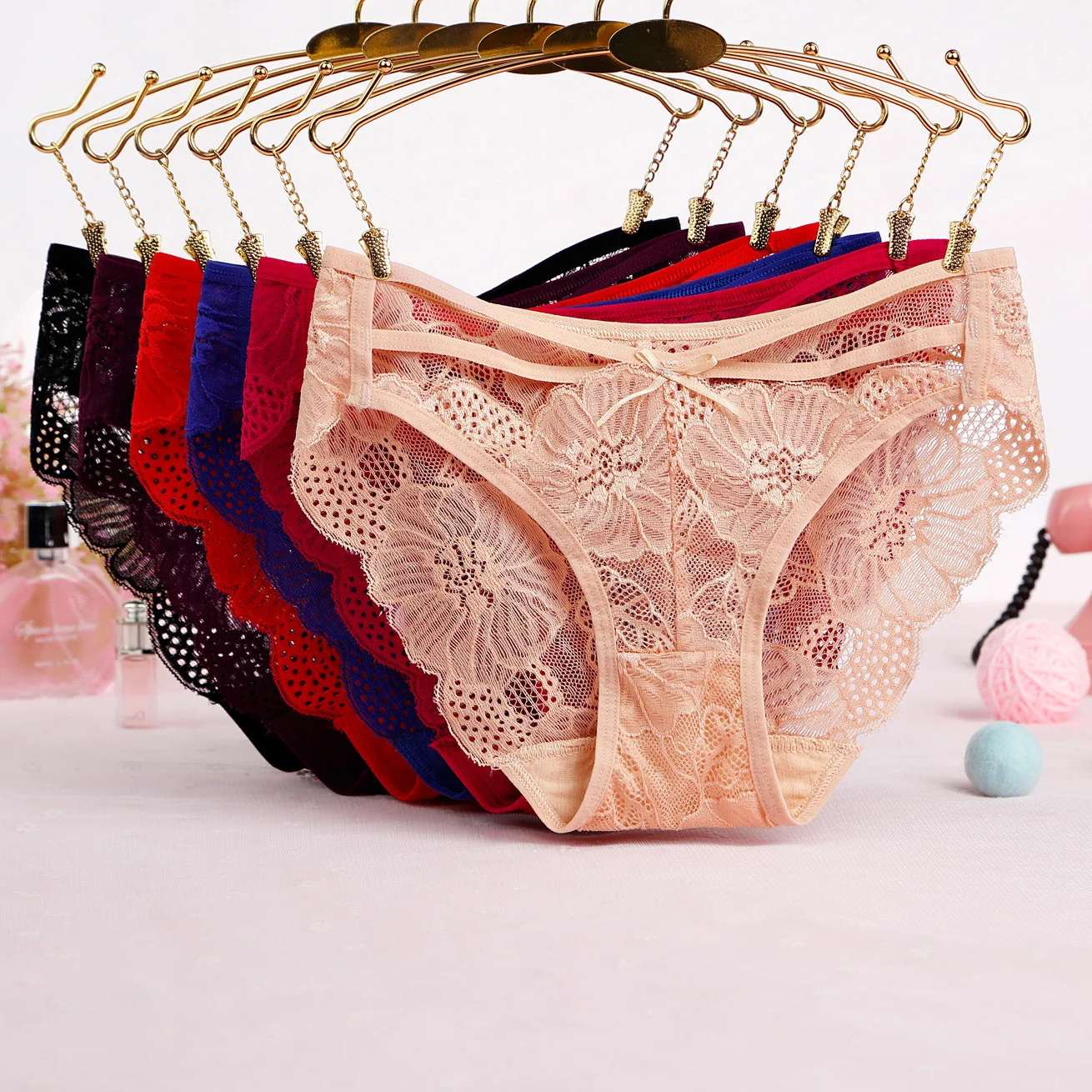 7color Gift beautiful lace leaves Women's Sexy lingerie Thongs G-string Underwear Panties Briefs Ladies T-back 1pcs/Lot wq923