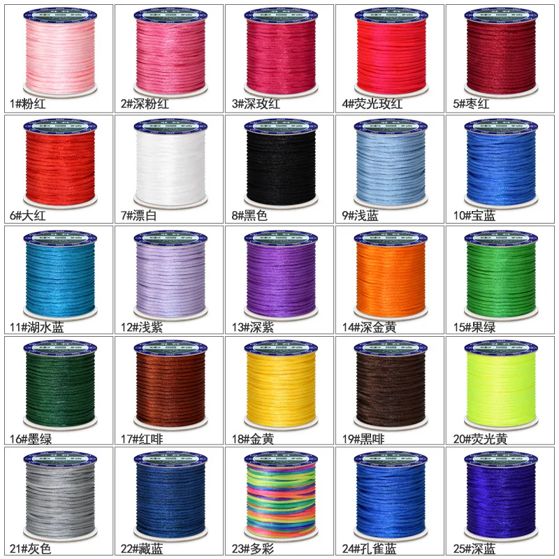 1.5/2/2.5mm Korea Rope String Thread Satin Nylon Trim Rattail Cord Chinese Knot Wire for DIY Braided Bracelet Jewelry Making