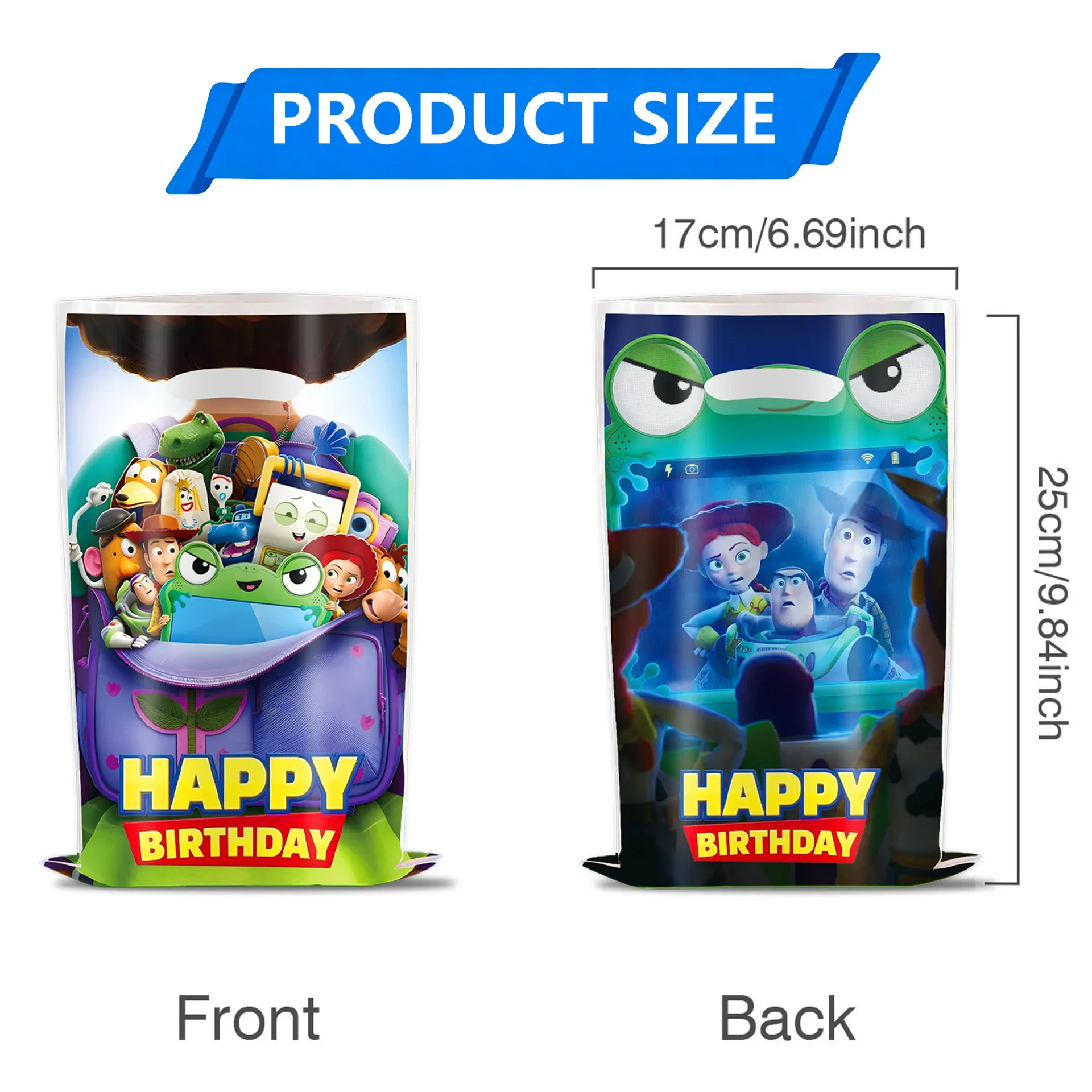 10–100 Stück Toy Story-Geschenktüten zum Geburtstag, Plastiktüten für Süßigkeiten und Schätze mit Griffen, geeignet für Partygeschenke und Werbegeschenke – Detail 7