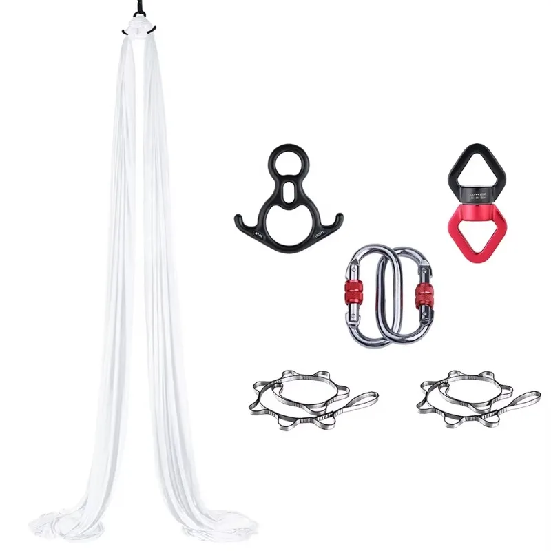 2026 Advanced 8m Luxury Aerial Silk Equipment Anti-Gravity Yoga Swing White Safety Nylon Yoga Hammock Set Home Use