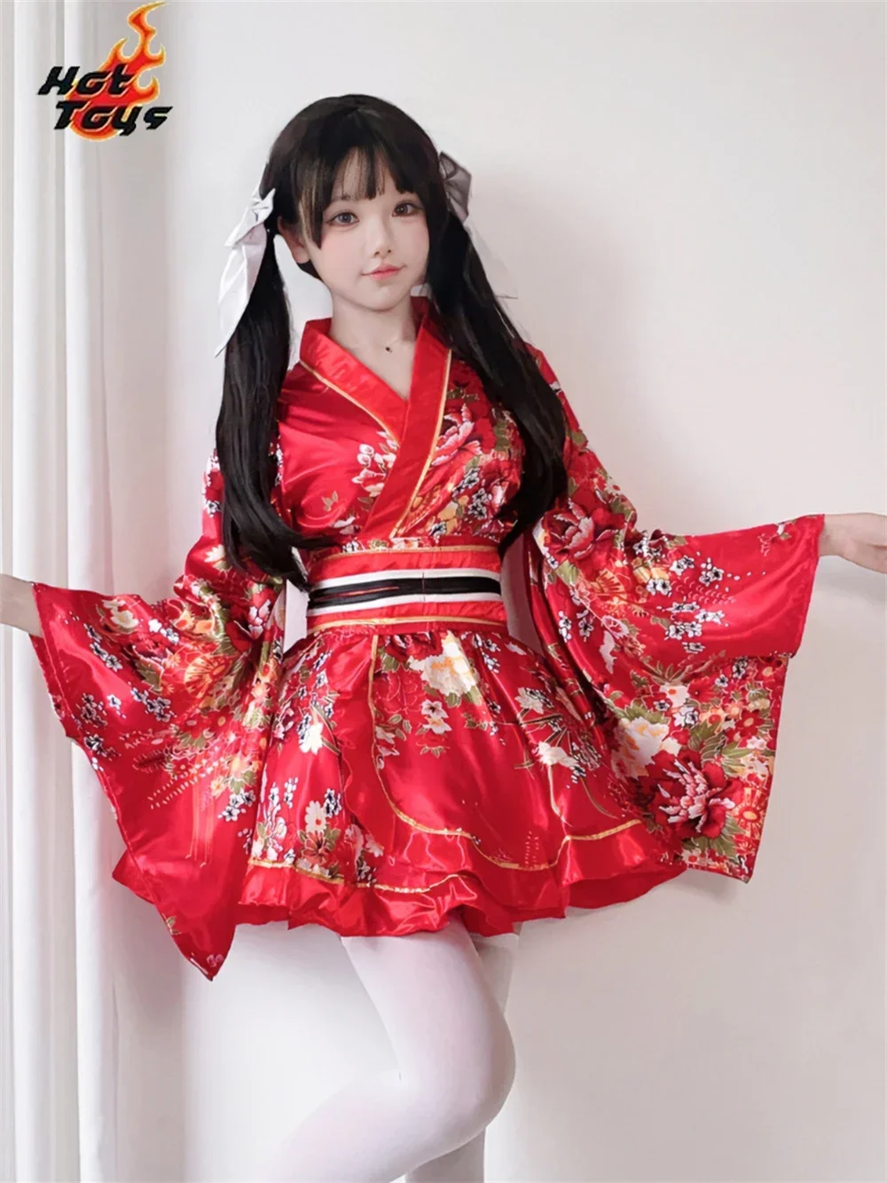 ثوب الكيمونو الياباني يوكاتا الجلباب Kawaii الفتيات الأزهار المطبوعة Haori دعوى جميل لوليتا فستان للنساء خادمة تأثيري حلي هالوين #5