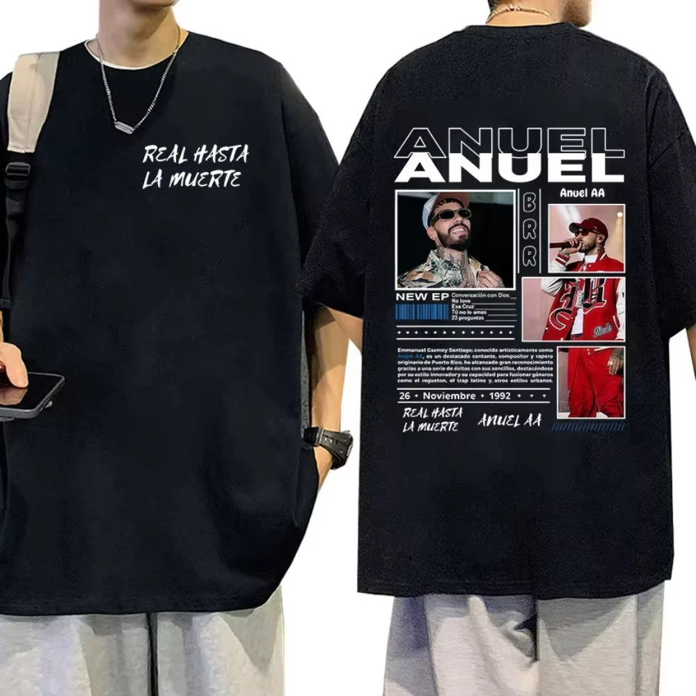 2025 موضة مغني الراب أنويل AA ريال Hasta La Muerte Tour 2025 ألبوم جديد تي شيرت رجالي الهيب هوب القوطية تي شيرت
