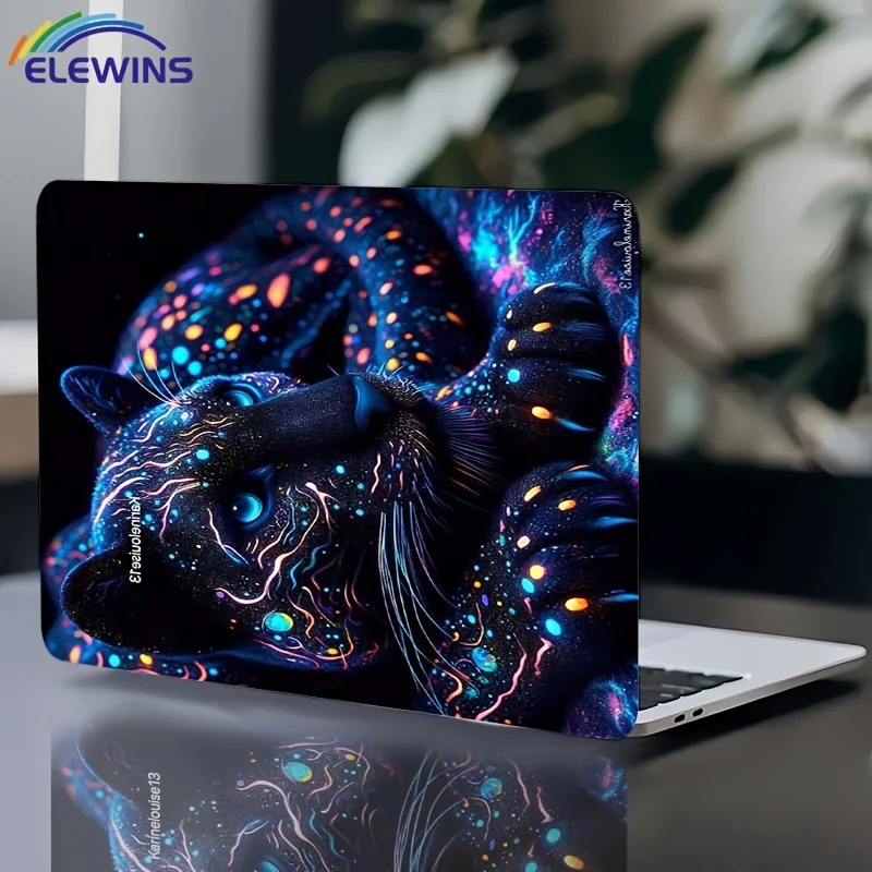2 pieces of colored leopard print laptop light beige sticker, self-adhesive art sticker, waterproof and scratch-resistant,