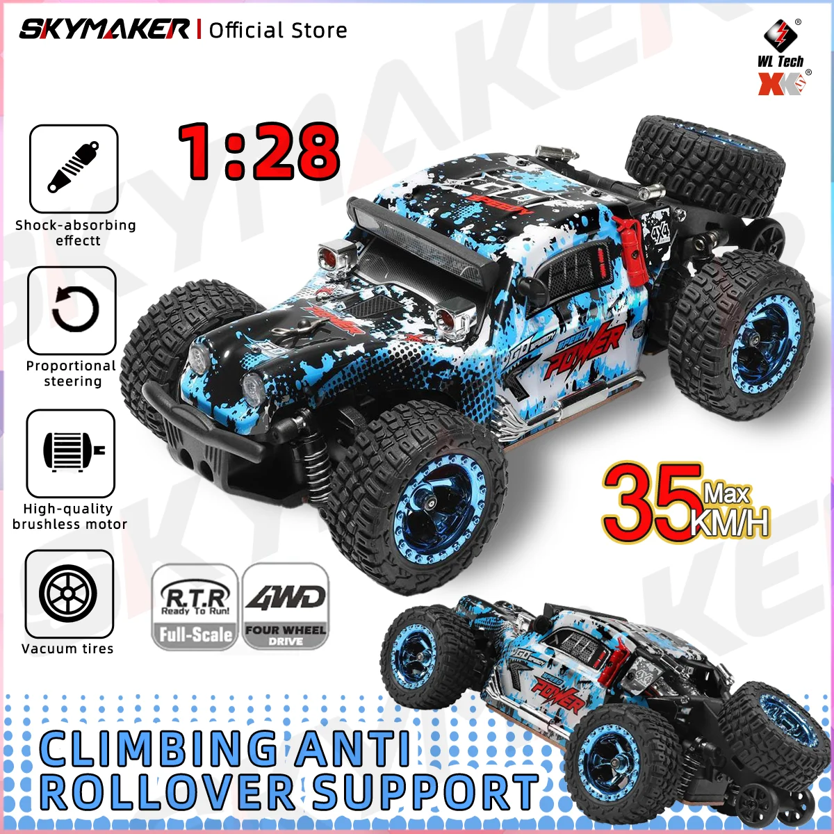 

WLtoys RC Car 284161 1:28 Racing Mini 2.4G 30KM/H 4WD Electric High Speed Remote Control Drift Car 1/28 Toys for Children Gifts