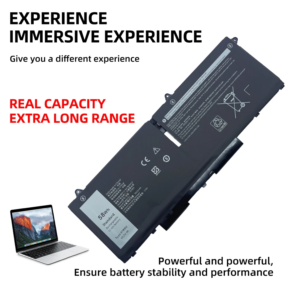 New 07KRV Laptop Battery For DELL Latitude 5430 5530 5330 7530 7430 7330 Precision P104F005 P104F006 078FWY 4FVJG O7KRV