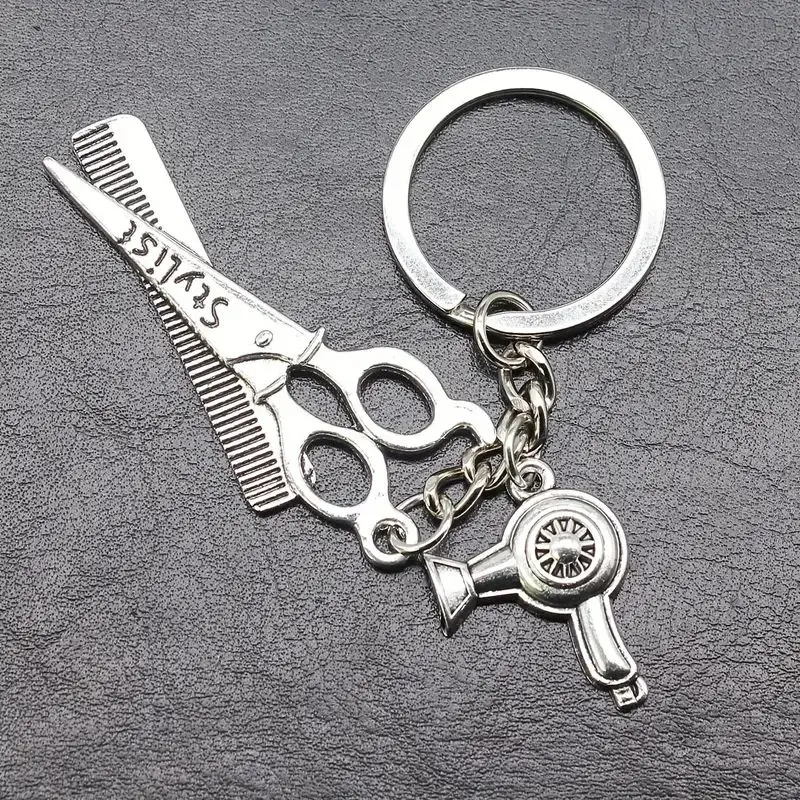 Fashionable And Exaggerated Unique Keychain For Men, Hairdresser's Hair Dryer Scissors Keychain, Perfect Gift For Men