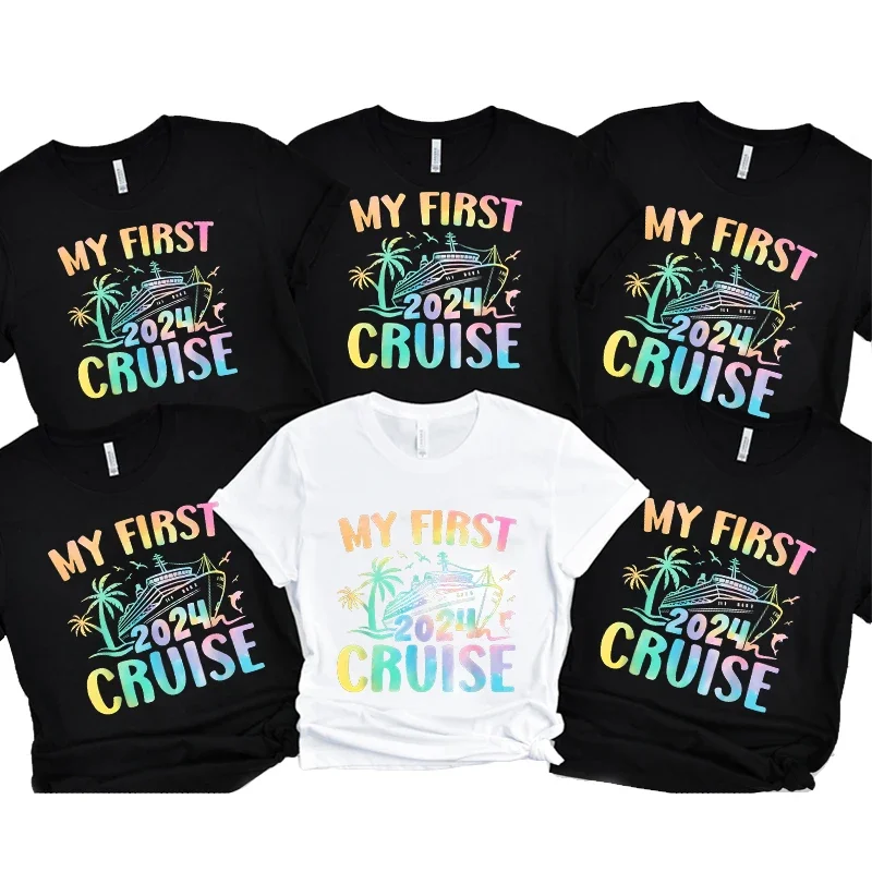 My First Cruise 2024 Party T-Shirt Fashion Vacation Matching Tees Graphic Y2k Tops Friends Family Cruise Trip Ship Clothing