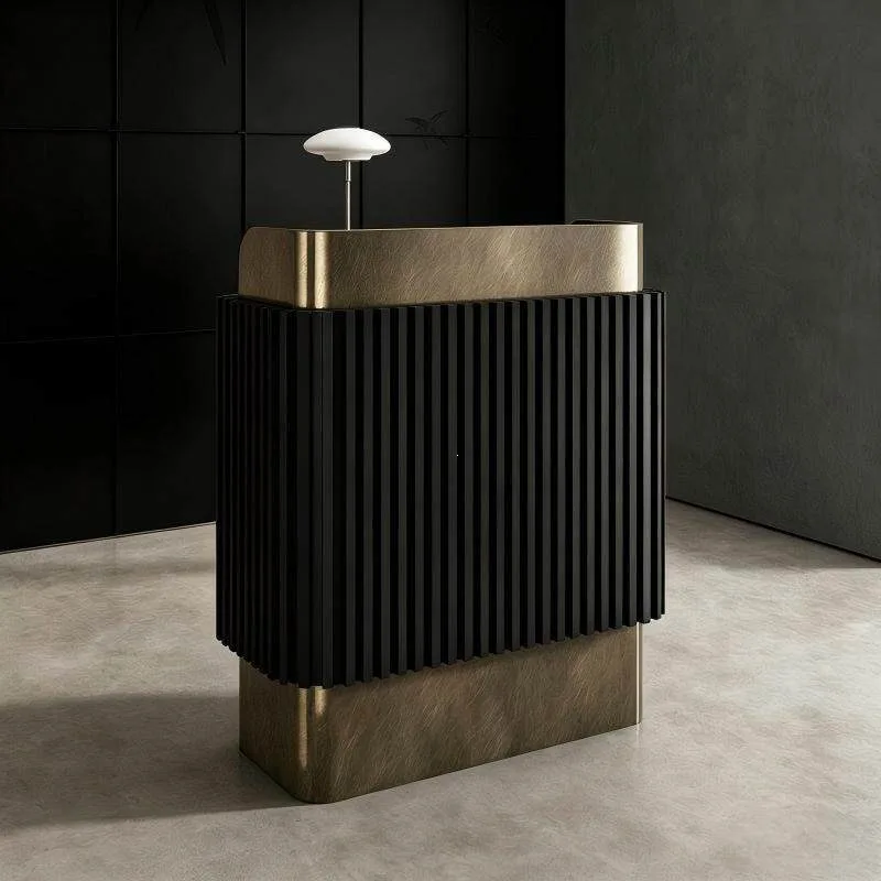 Retro Stainless Steel Reception Desks Hotel Guesthouse Reception Desks Advanced Office Furniture Banco Reception ZY40JDT