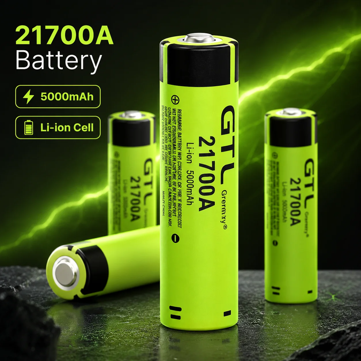 21700 Rechargeable Lithium Battery 5000mAh High Capacity Green Shell Li-ion Cell For Flashlight Torch Power Bank Electric Toys