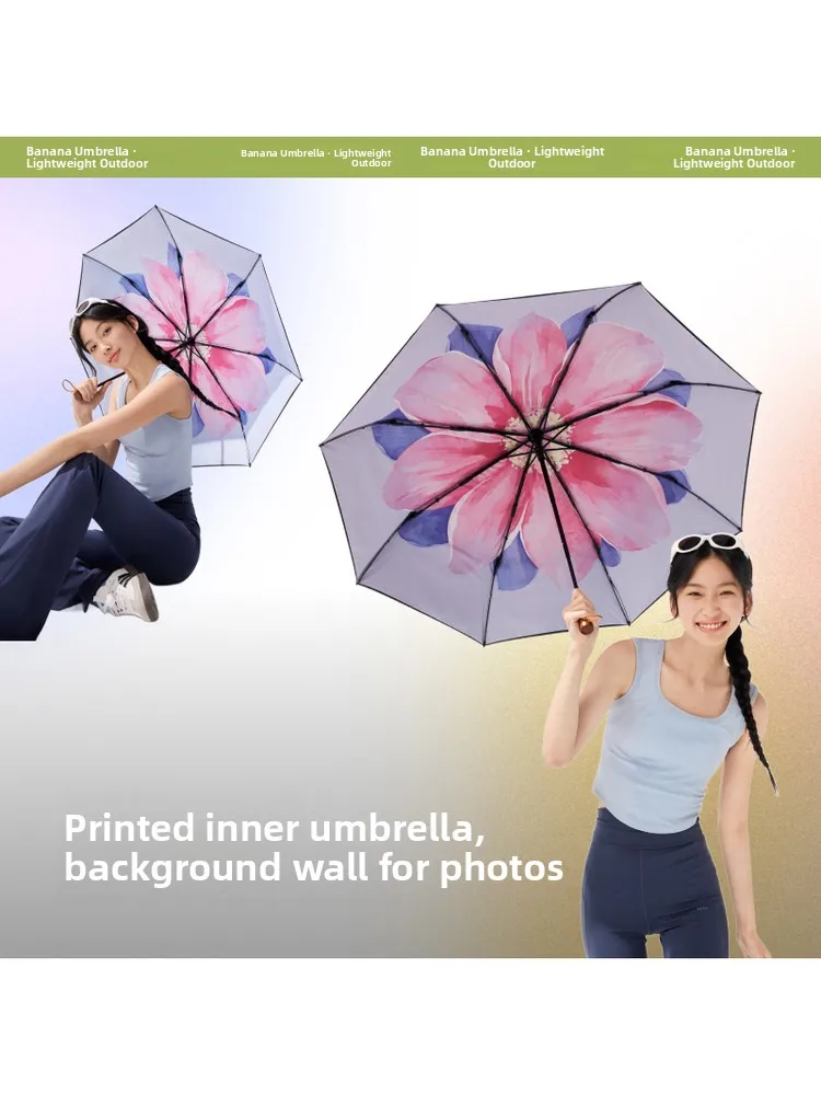 

Зонт от солнца Banana Le Large Flower Double Layer Sunscreen Umbrella BM662 с УФ-защитой и покрытием Bla Glue