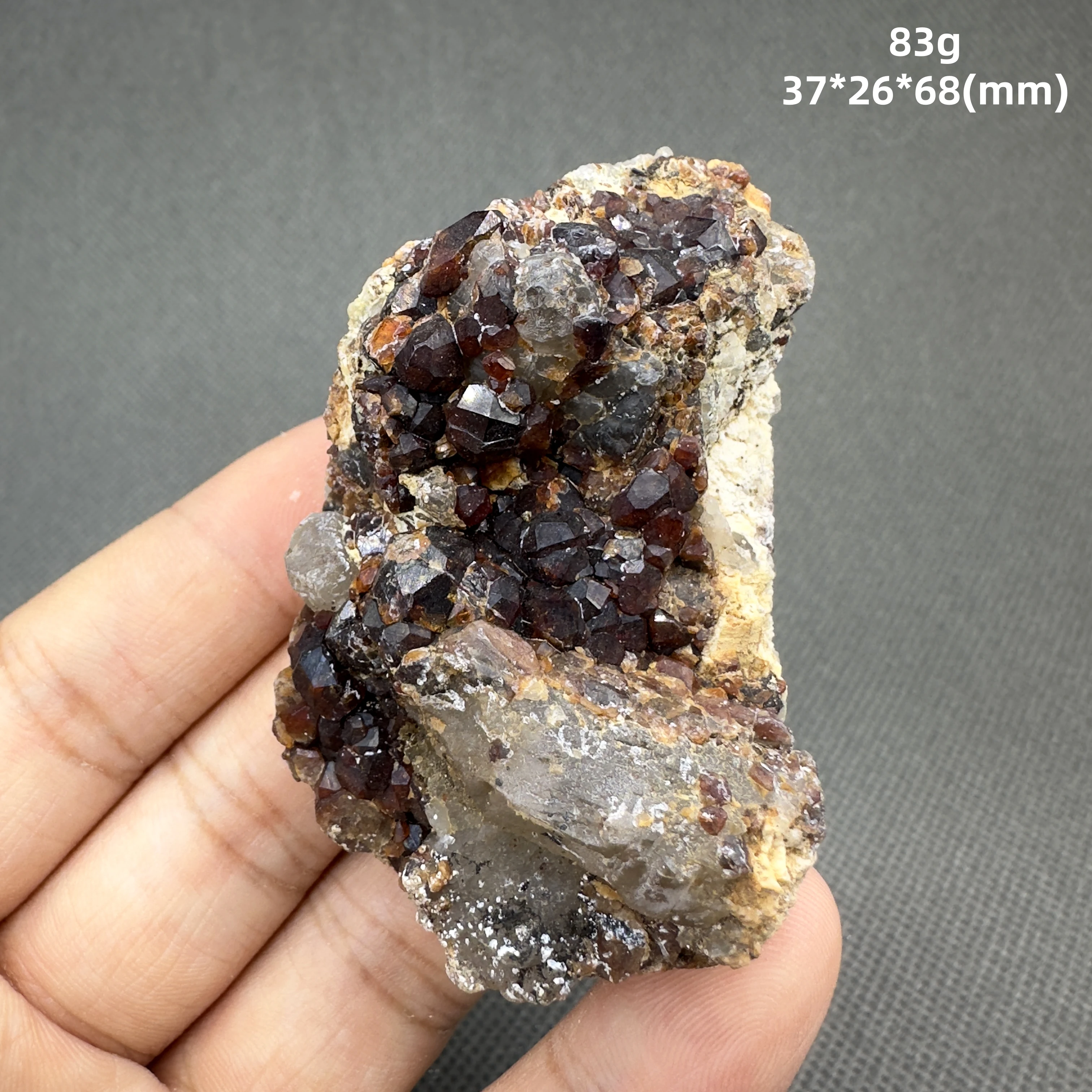 Natural Garnet and crystal symbiotic mineral specimens + healing quartz crystals and stones rock gemstone