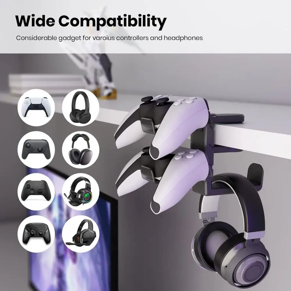 Gaming Headset Stand Controller Holder 360-Degree Rotating Universal PC Gaming Headphone Rack Controller Headset Stand