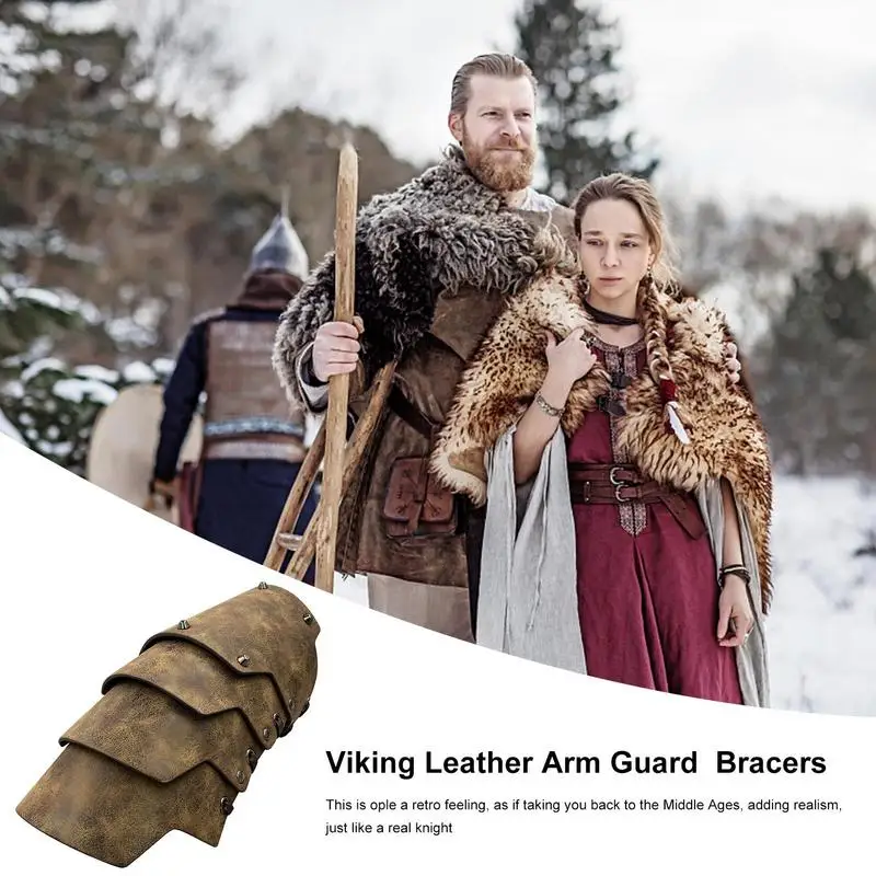 Medieval Bracers Cosplay Arm Bracers PU Leather Costume Bracer Viking Bracers Cosplay Arm Bracers For Historical Reenactments