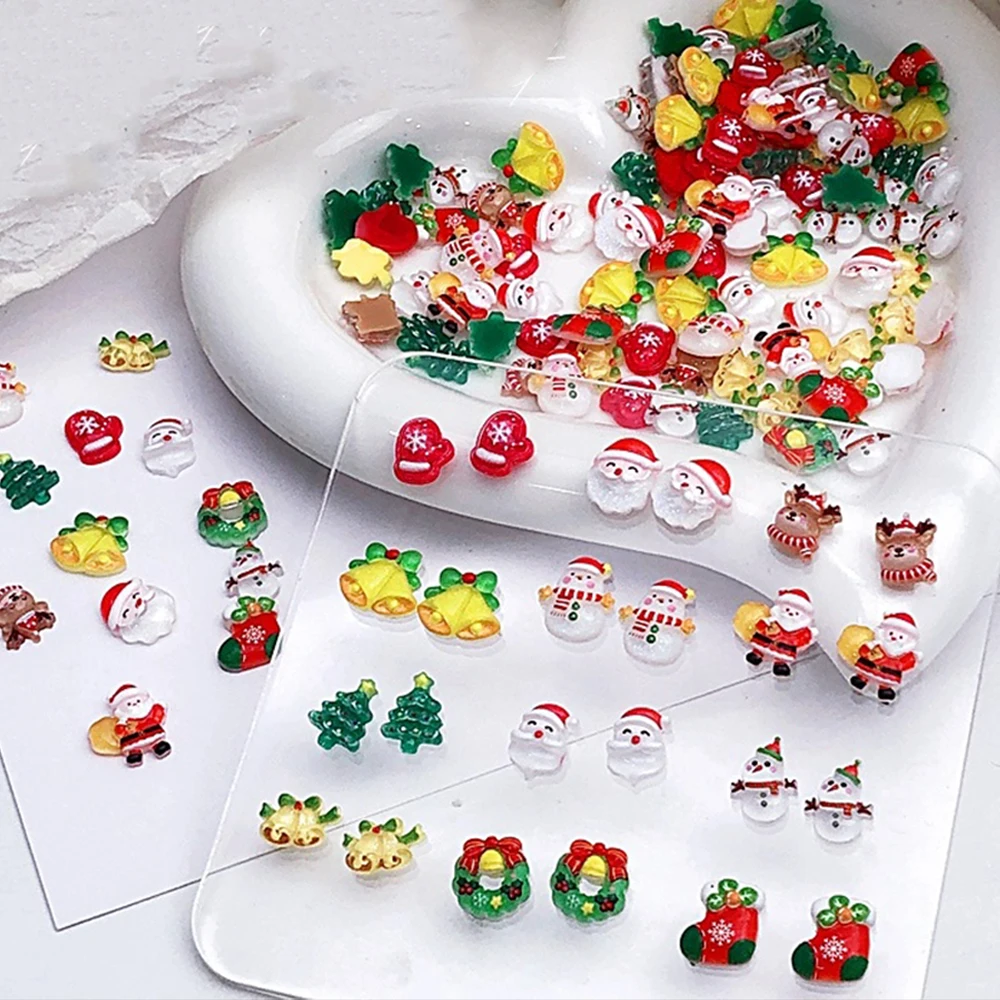 30/50 個 3D クリスマス雪だるまネイルチャーム漫画樹脂フラットバッククリスマスツリーヘラジカ星ネイルデコレーションクリスマスネイル用品 * #