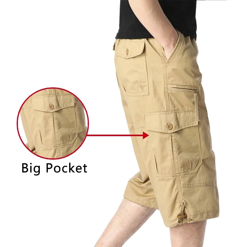 

Tactical Cargo Cropped Pants Below Knee Shorts Multiple Pocket Outdoor Hiking Casual Sports Shorts Work Pants