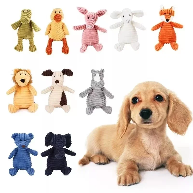 Corduroy Cotton Plush Toys for Dogs, Bite Resistant, Grinding Teeth, Clean Teeth, A Variety of Corduroy Material, High Quality