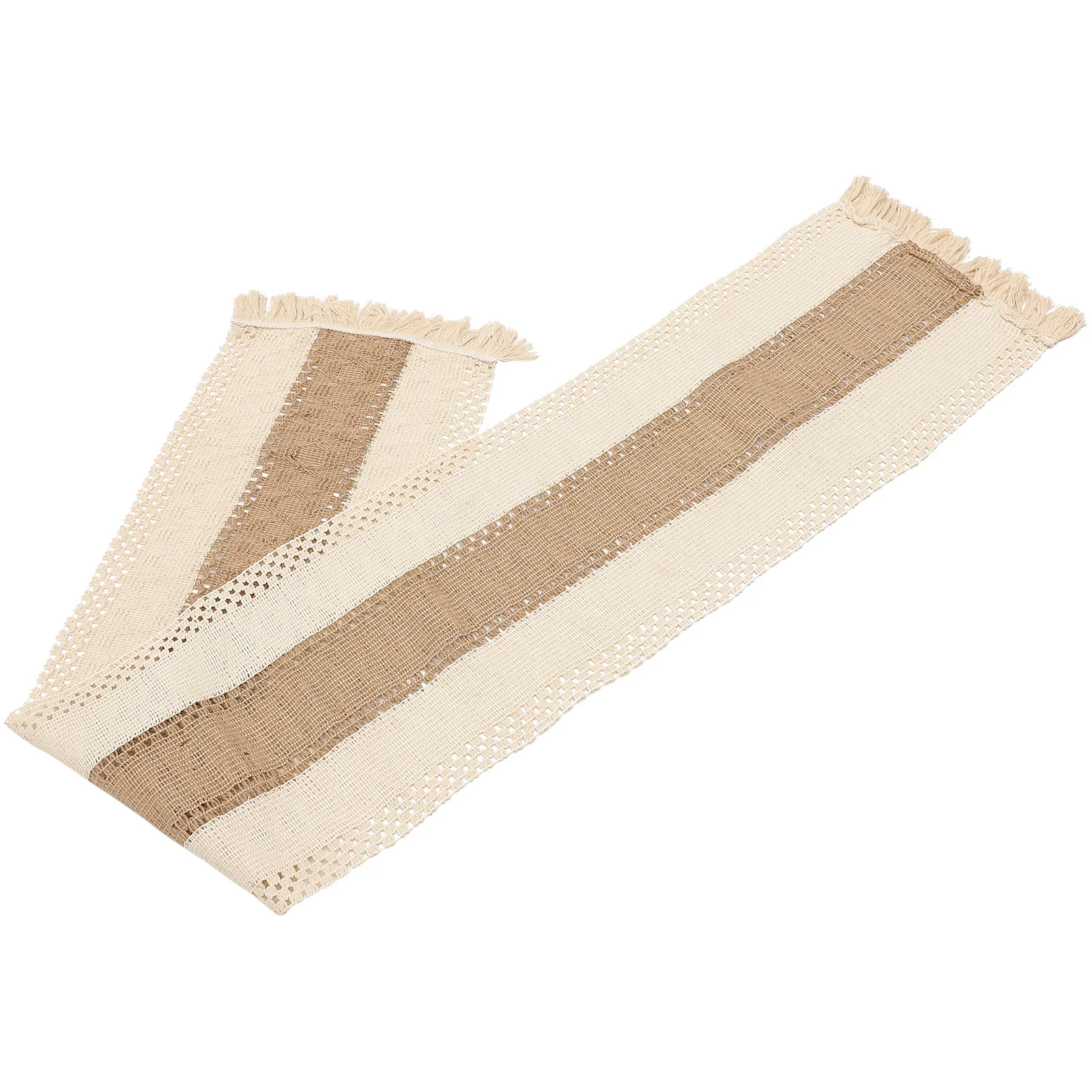 

Fringed Cotton Linen Table Runner Black Beige Woven Decorative Tablecloth Farmhouse Style for Wedding Banquet Holiday Party