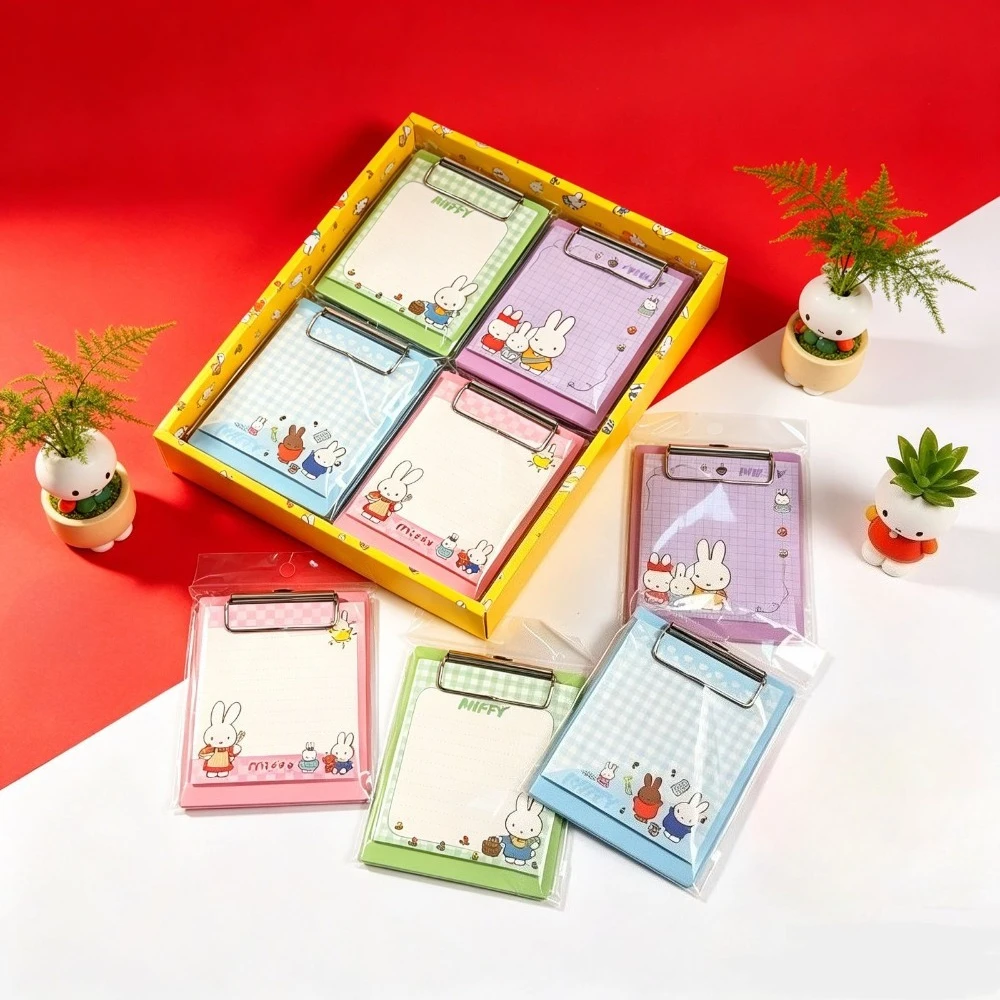 4PCS Miffy Kawaii Small Clamp Pad Notebook Cartoon Colored Pages Notebook Notes Student Office Notes Message Notes Cute Gift Toy