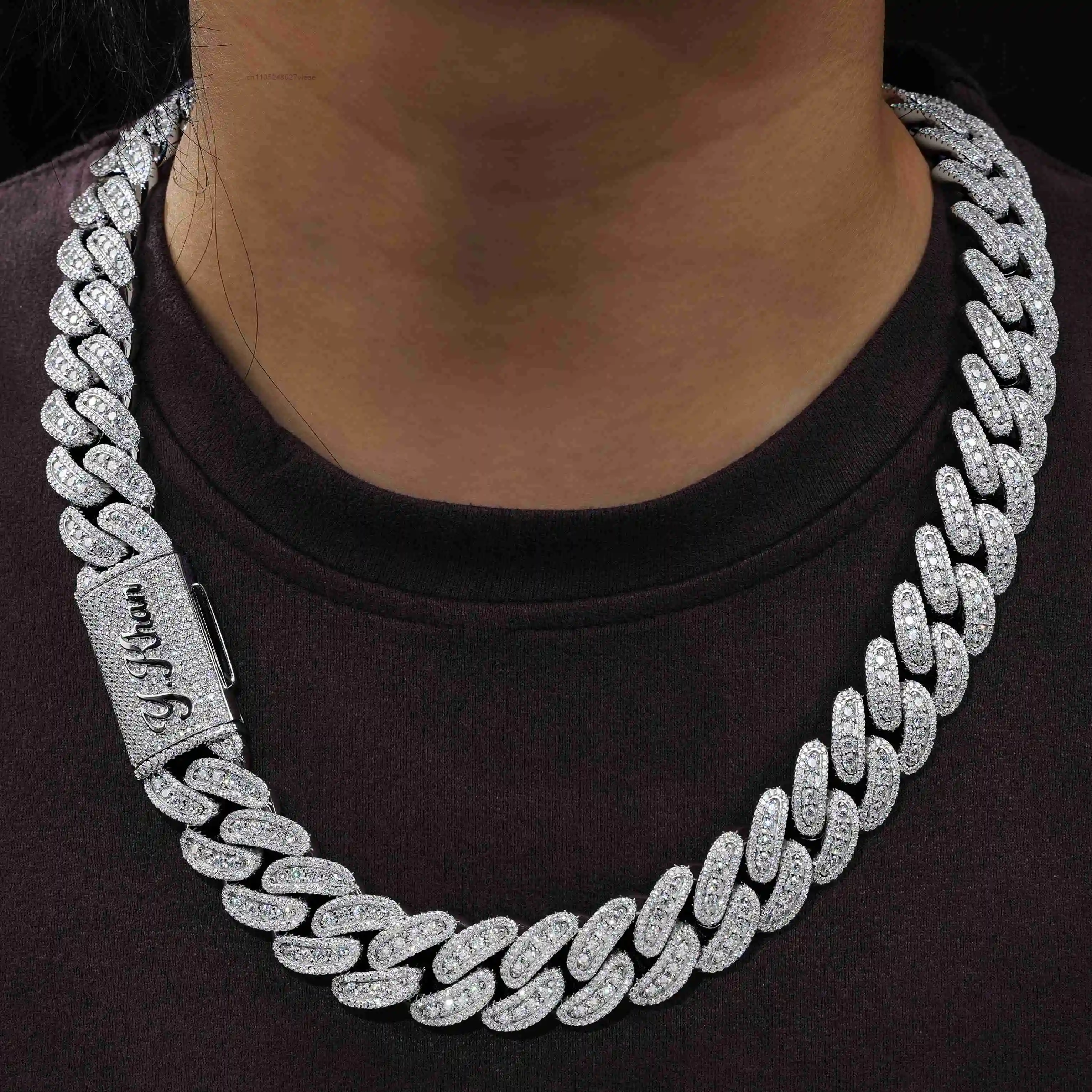 Hip 15MM Hop VVS Moissanite Cuban Chain Fashion Jewelry Iced Out Cuban Link Chain Custom S925 Silver Cuban Link Chain Necklace..