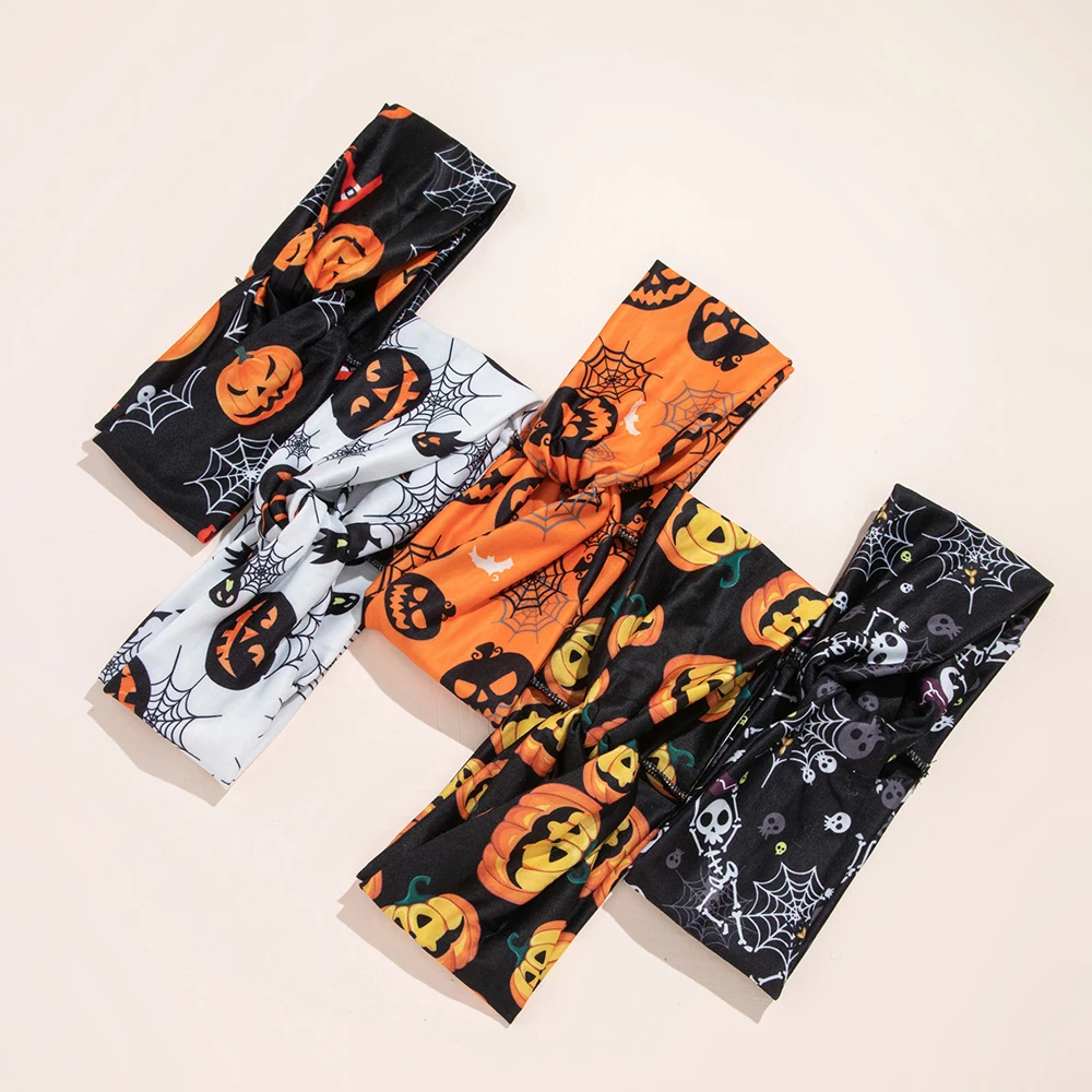 Halloween Headbands for Women Ghost Skull, Pumpkin, Spider Web, Bat Pattern Hair Accessory