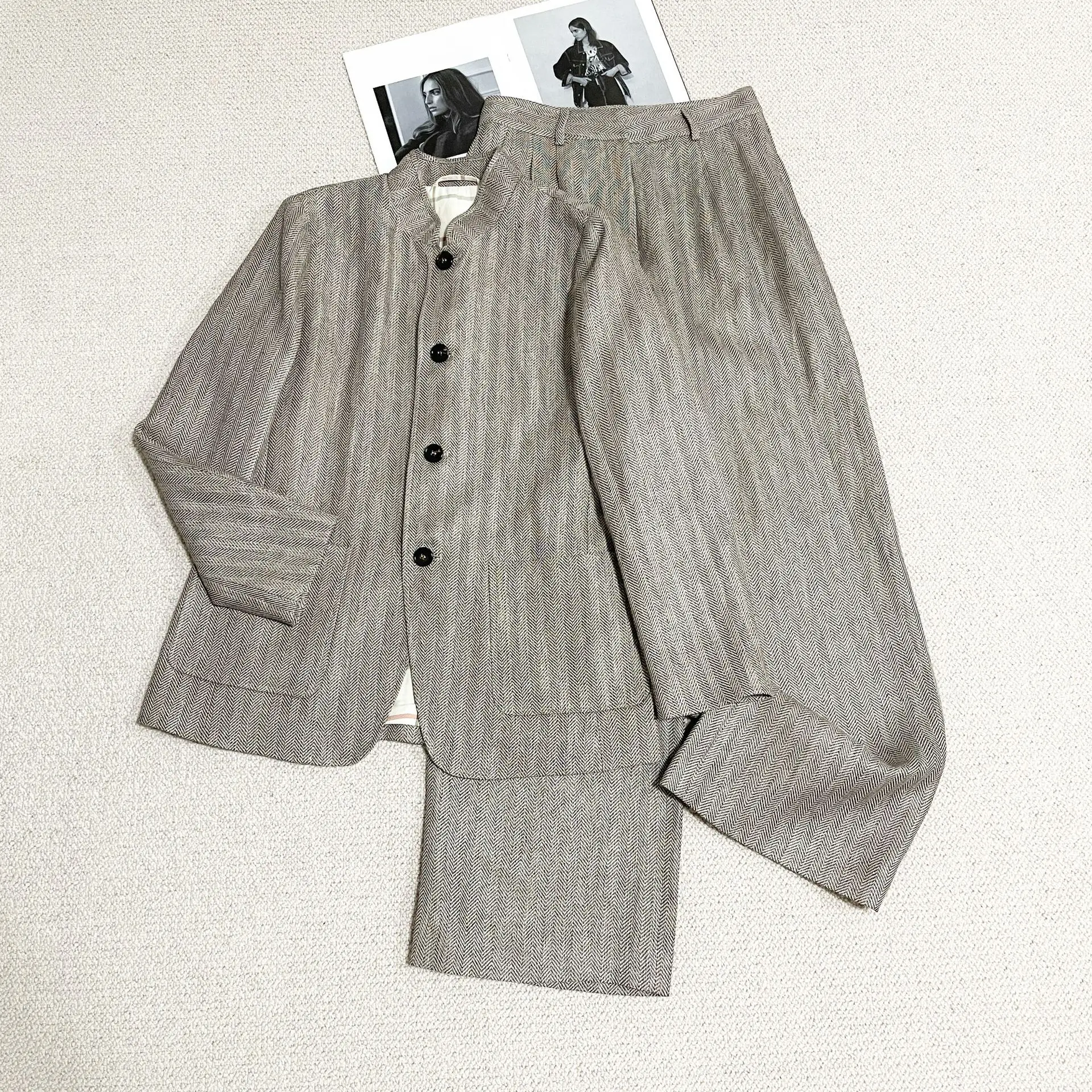 2026 Spring New Fashionable Casual Elegant Versatile Linen Suit Four-Piece Set For Women, Slimming And Flattering
