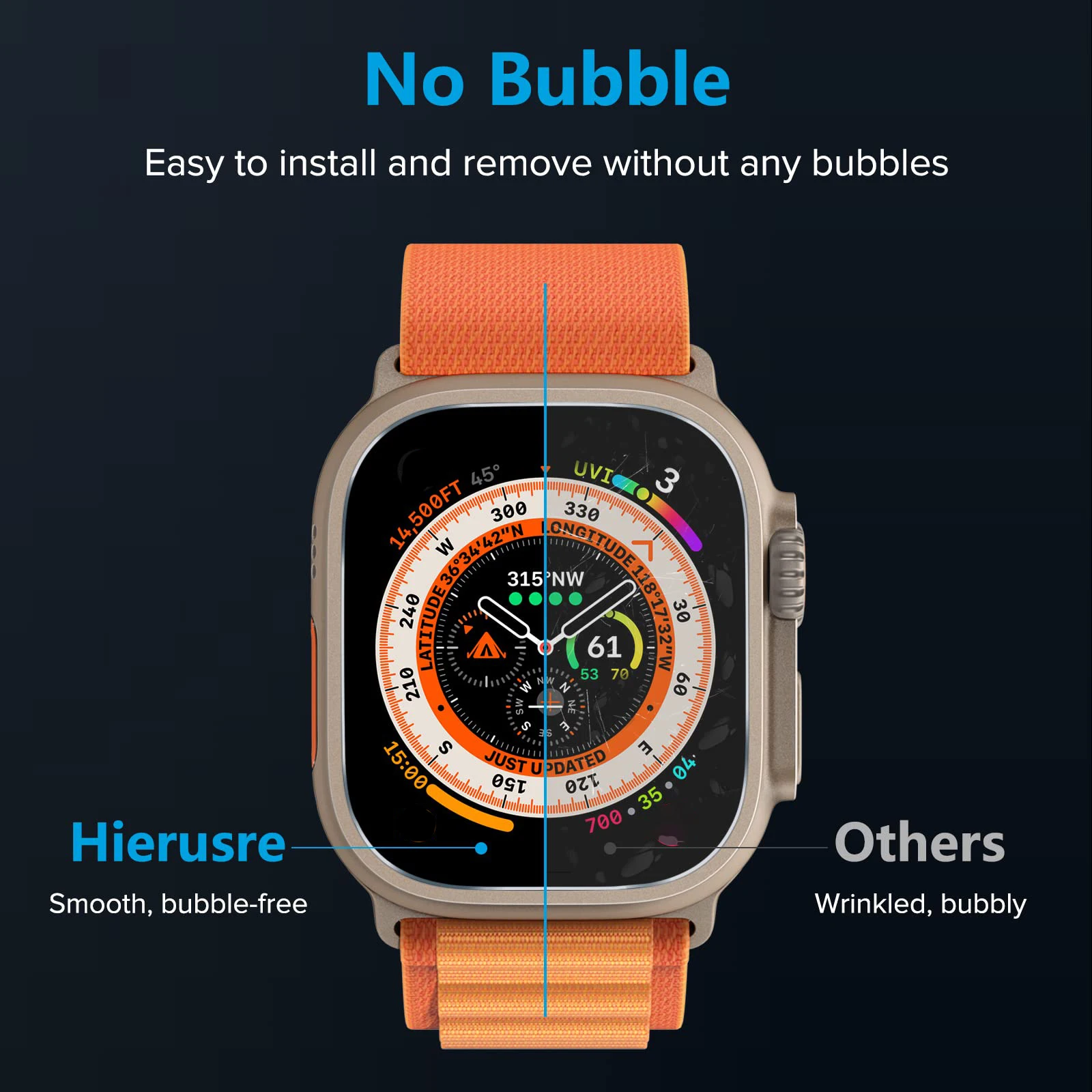 アップルウォッチ用透明強化ガラスフィルム,スクリーンプロテクター,カバー,防水,気泡なし,iwatchアクセサリー,49mm