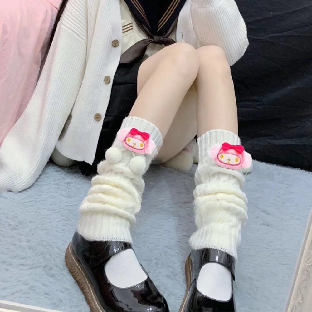 Sanrio Kuromi Lolita Long Socks Women Striped Striped Leg Warmers Y2k JK Girls Cosplay Uniform Accessories Knitted Socks