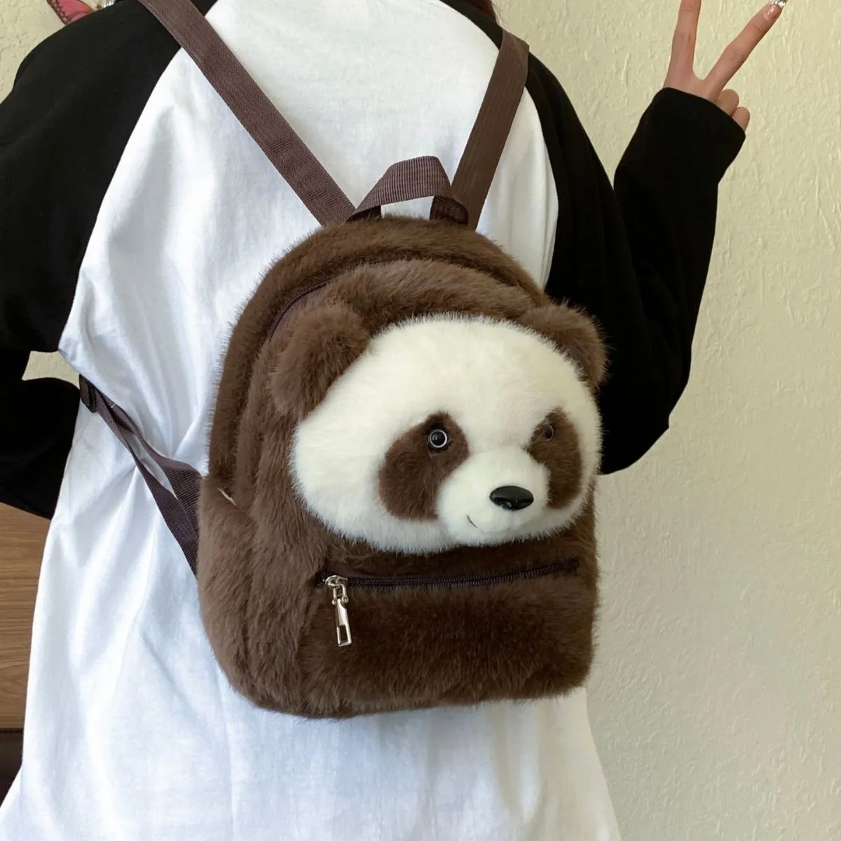 

Women panda plush school bag girls' cute cartoon backpack