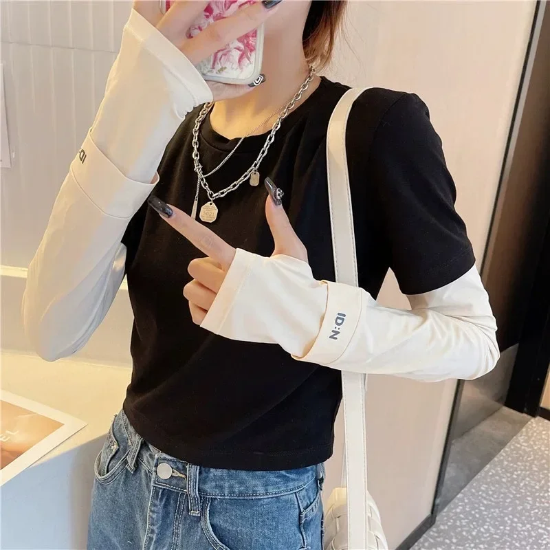 Solid Color Summer Ice Sleeve Sun Protection Sleeves Driving Gloves Long Fingerless Cool Arm Warmer Outdoor Beach Arm Protection