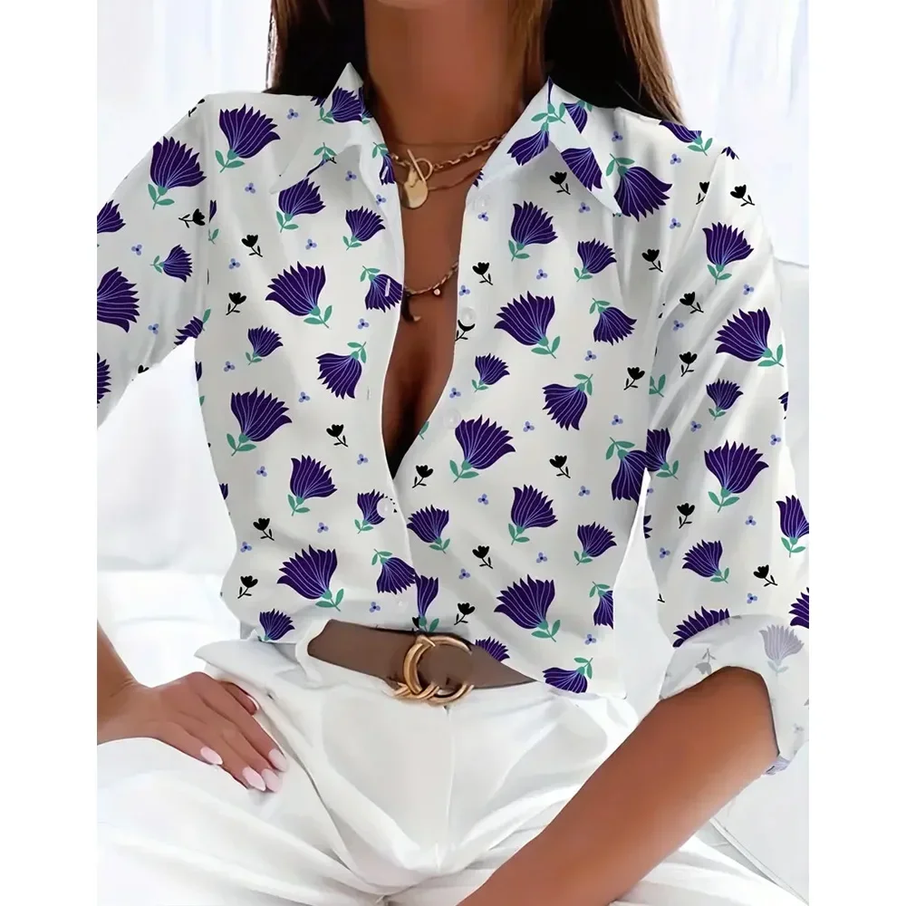 ファッションレディースシャツ 夏 レオパード柄 3Dプリント レディース長袖トップス 2025 春秋 カジュアル ルーズトップス 長袖シャツ